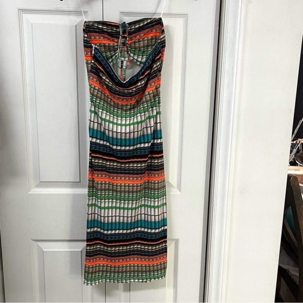 THE SANG MultiColor Brallete Style Tube Top With Pull String Front Bodycon Dress - Picture 8 of 12